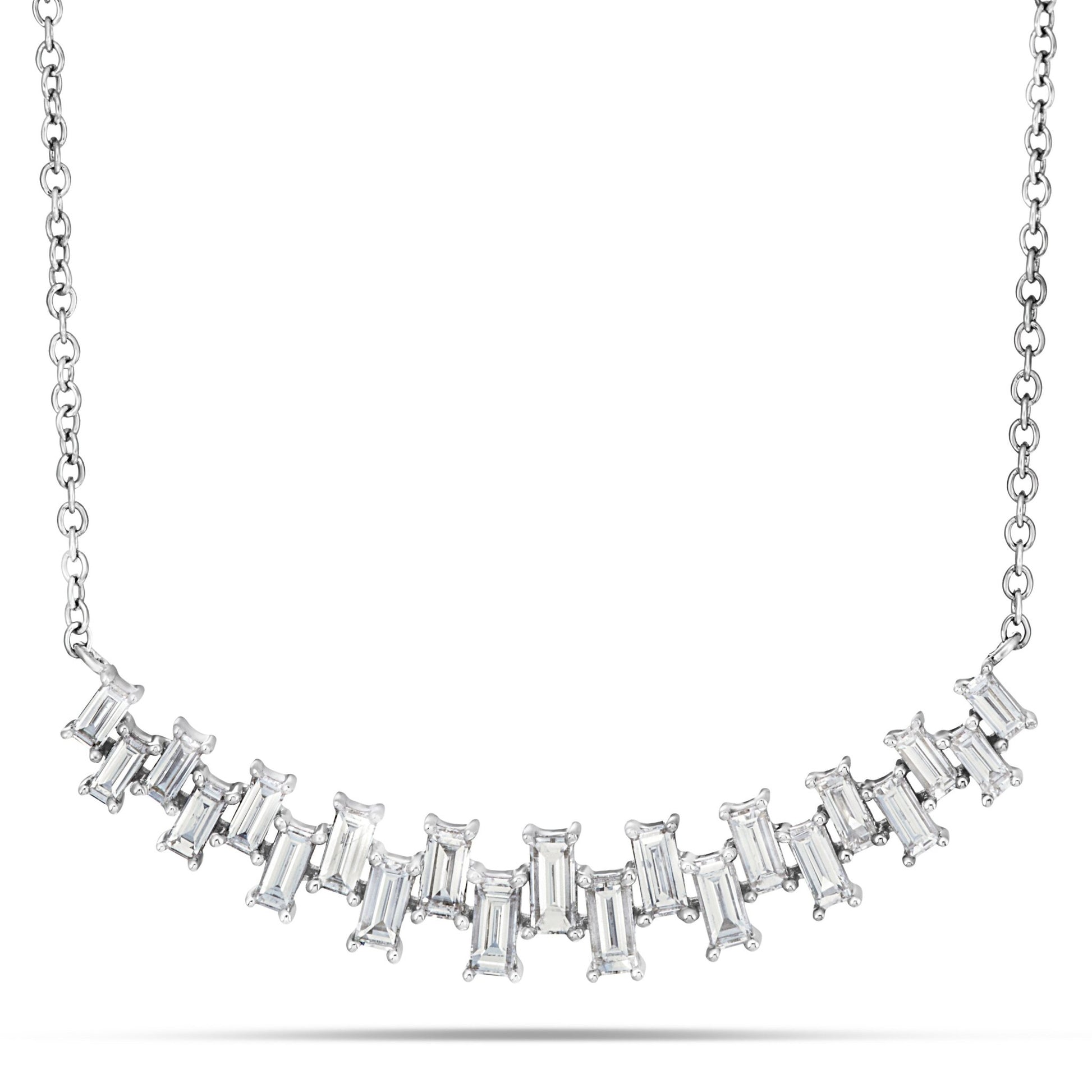 Baguette Curved Bar Necklace - Shyne Jewelers L1220131 Shyne Jewelers