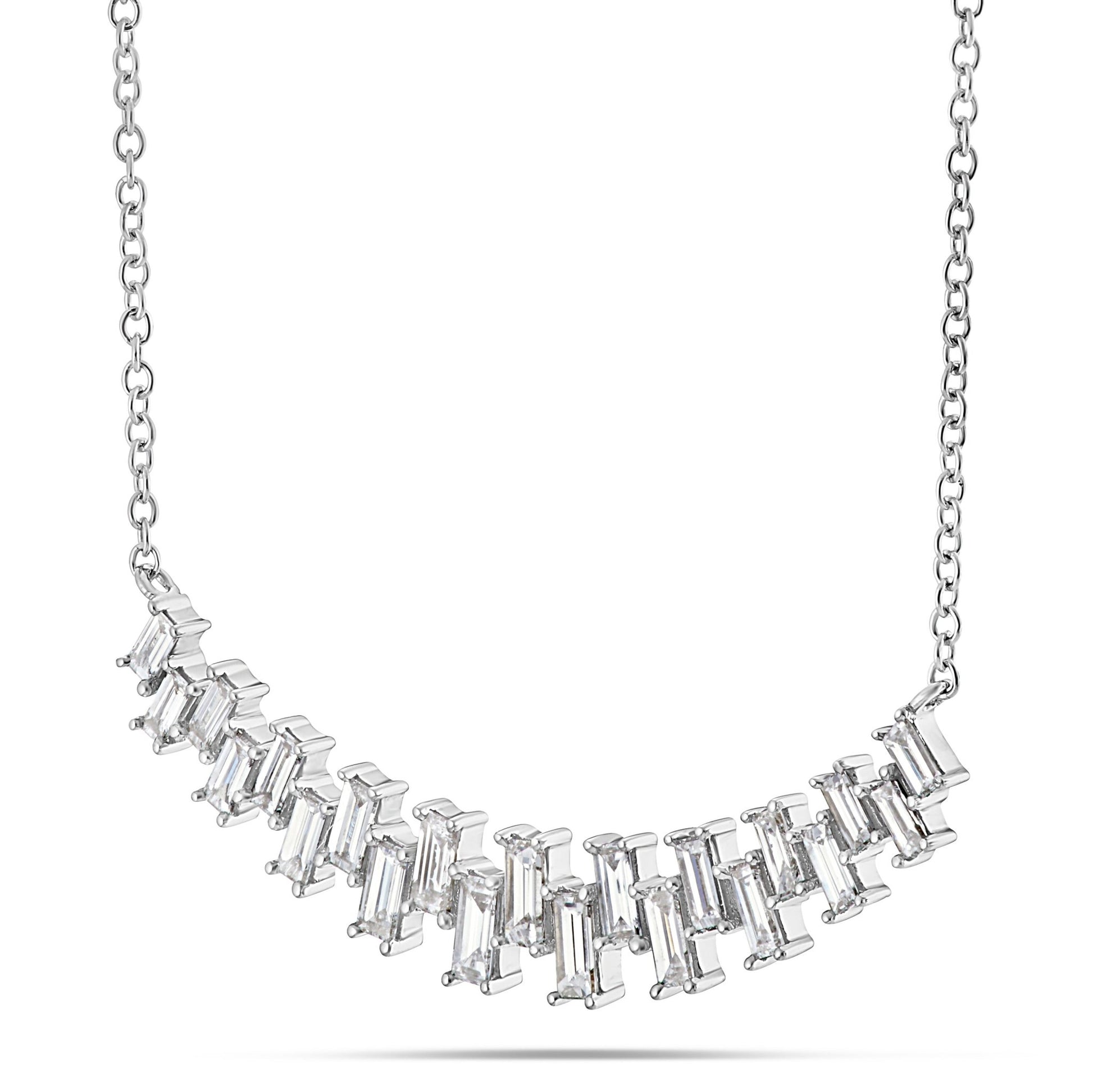 Baguette Curved Bar Necklace - Shyne Jewelers L1220131 Shyne Jewelers