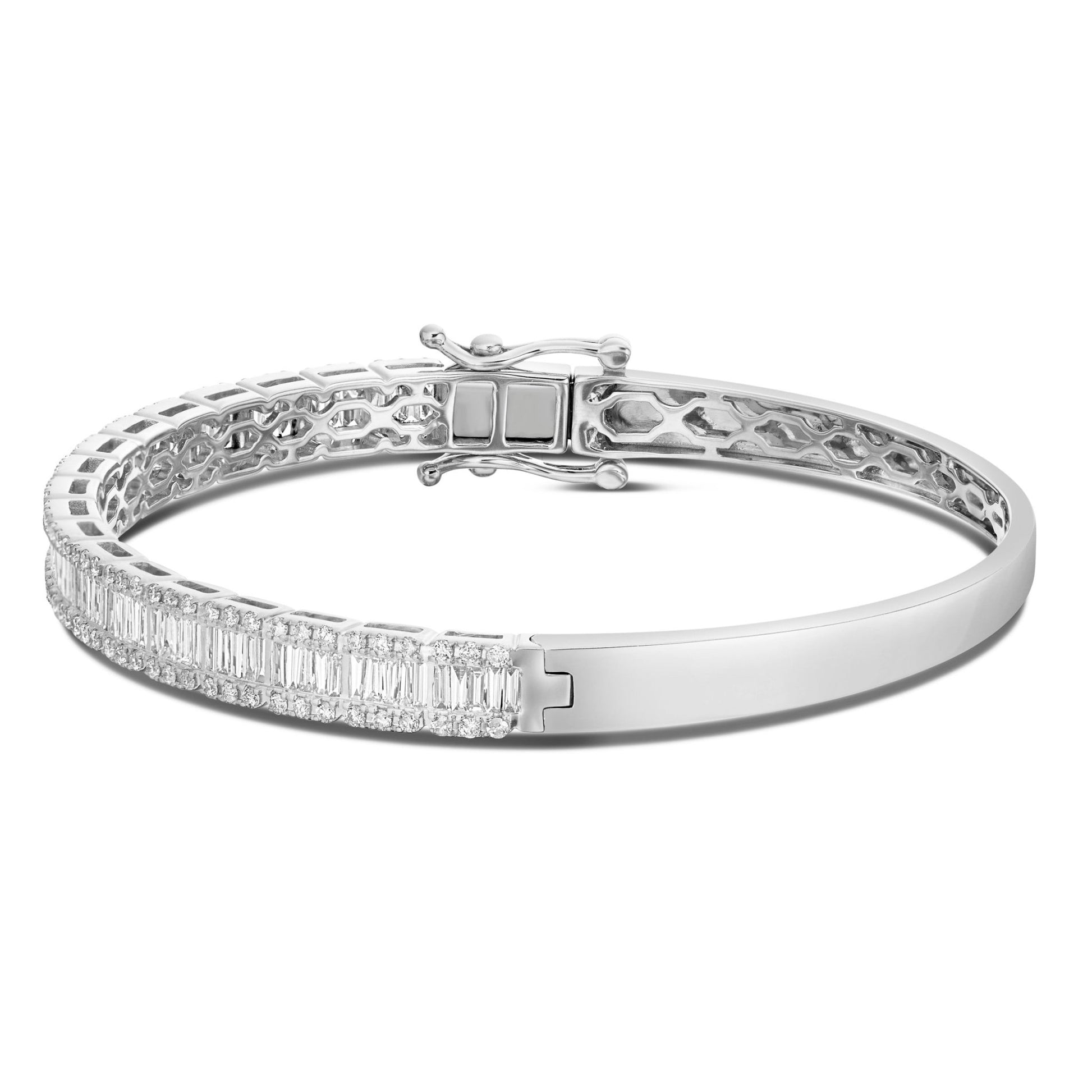 Baguette Diamond Bangle Bracelet - Shyne Jewelers BAGUETTEBANGLE_1 White Gold Shyne Jewelers