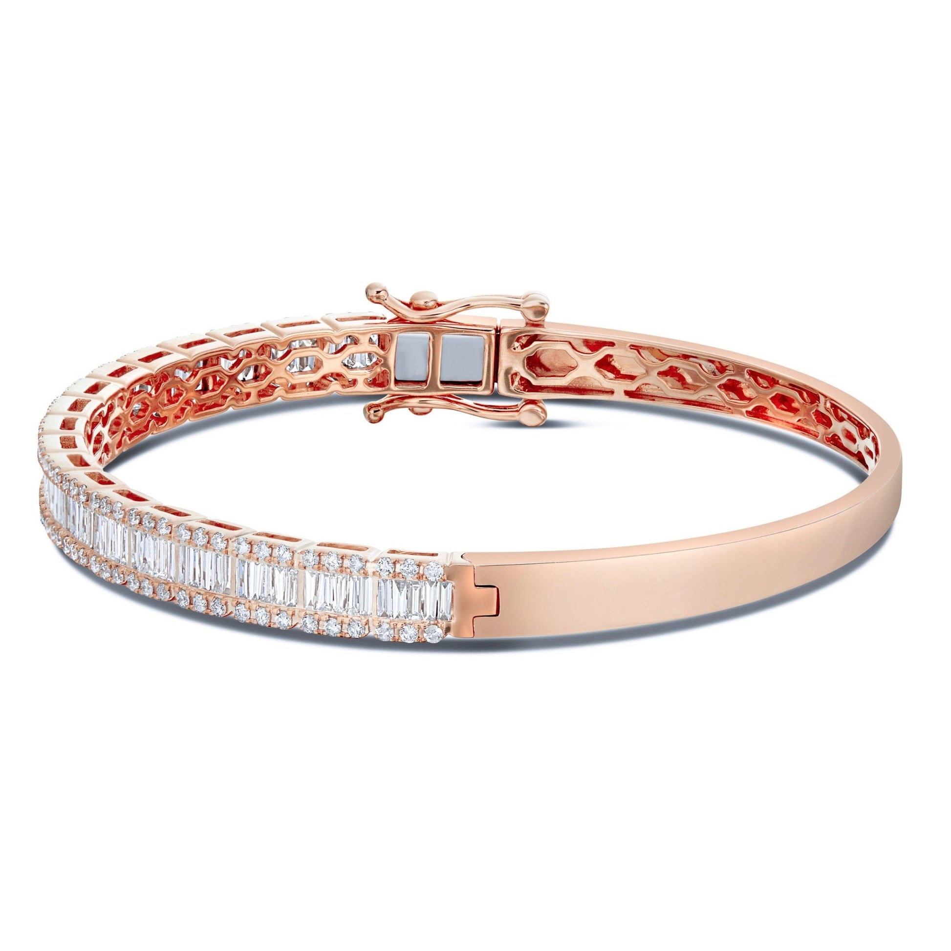 Baguette Diamond Bangle Bracelet - Shyne Jewelers BAGUETTEBANGLE_1 Rose Gold Shyne Jewelers