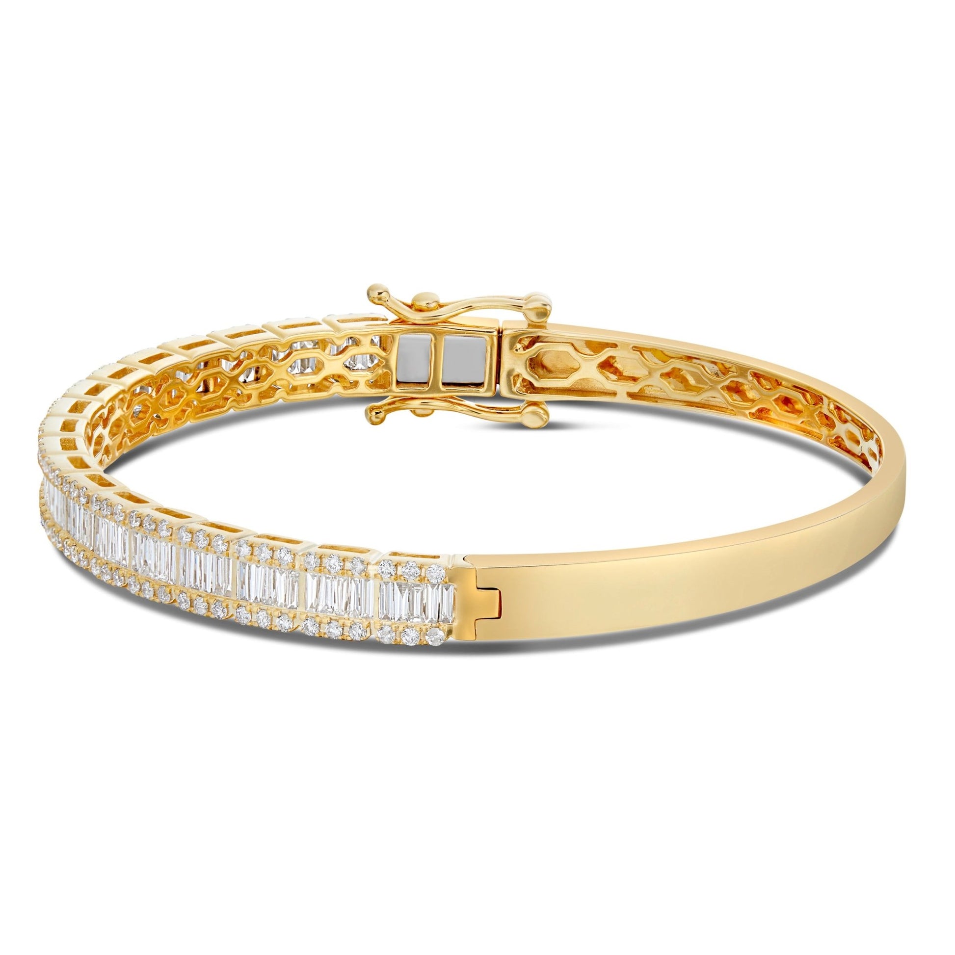 Baguette Diamond Bangle Bracelet - Shyne Jewelers BAGUETTEBANGLE_1 Yellow Gold Shyne Jewelers