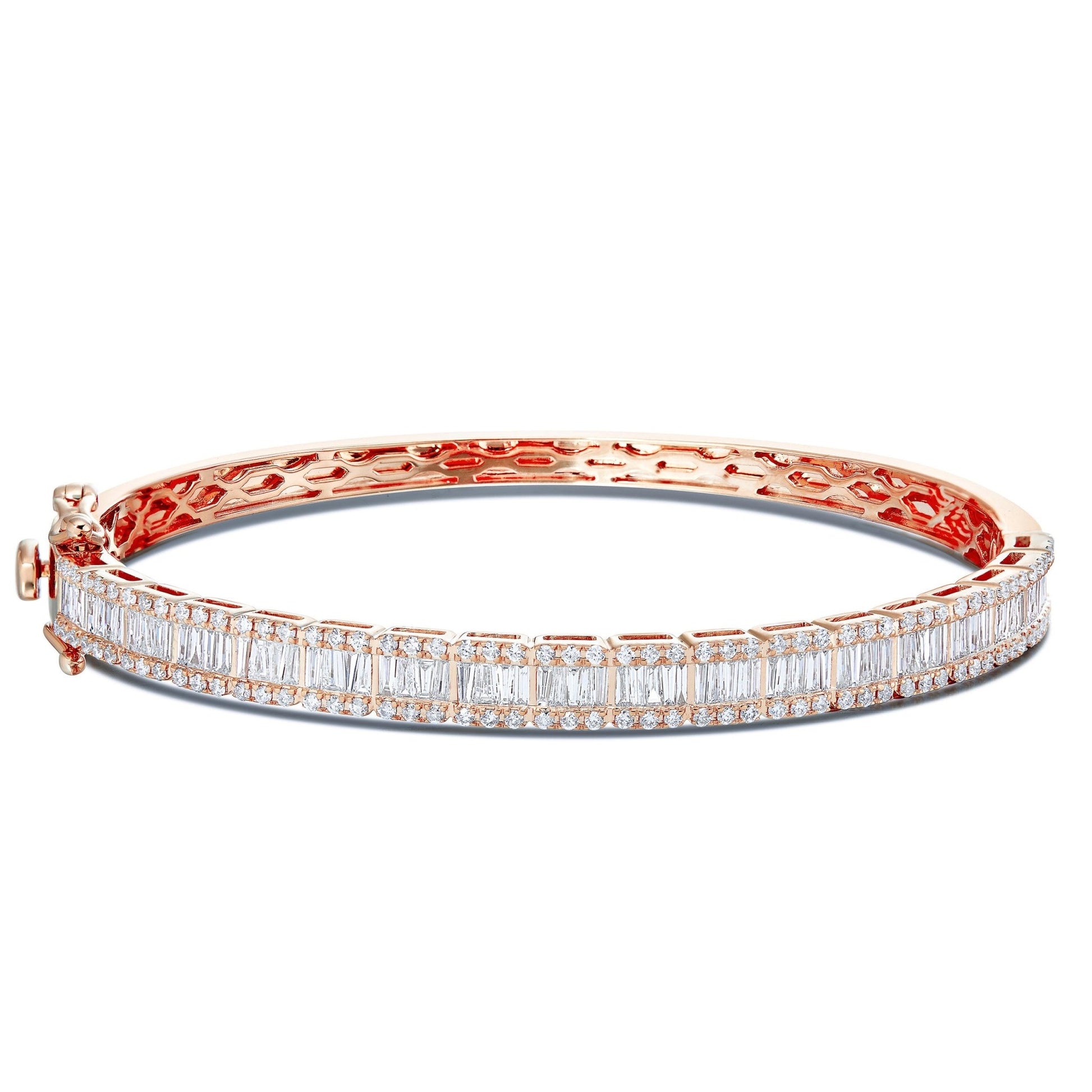 Baguette Diamond Bangle Bracelet - Shyne Jewelers BAGUETTEBANGLE_1 Rose Gold Shyne Jewelers