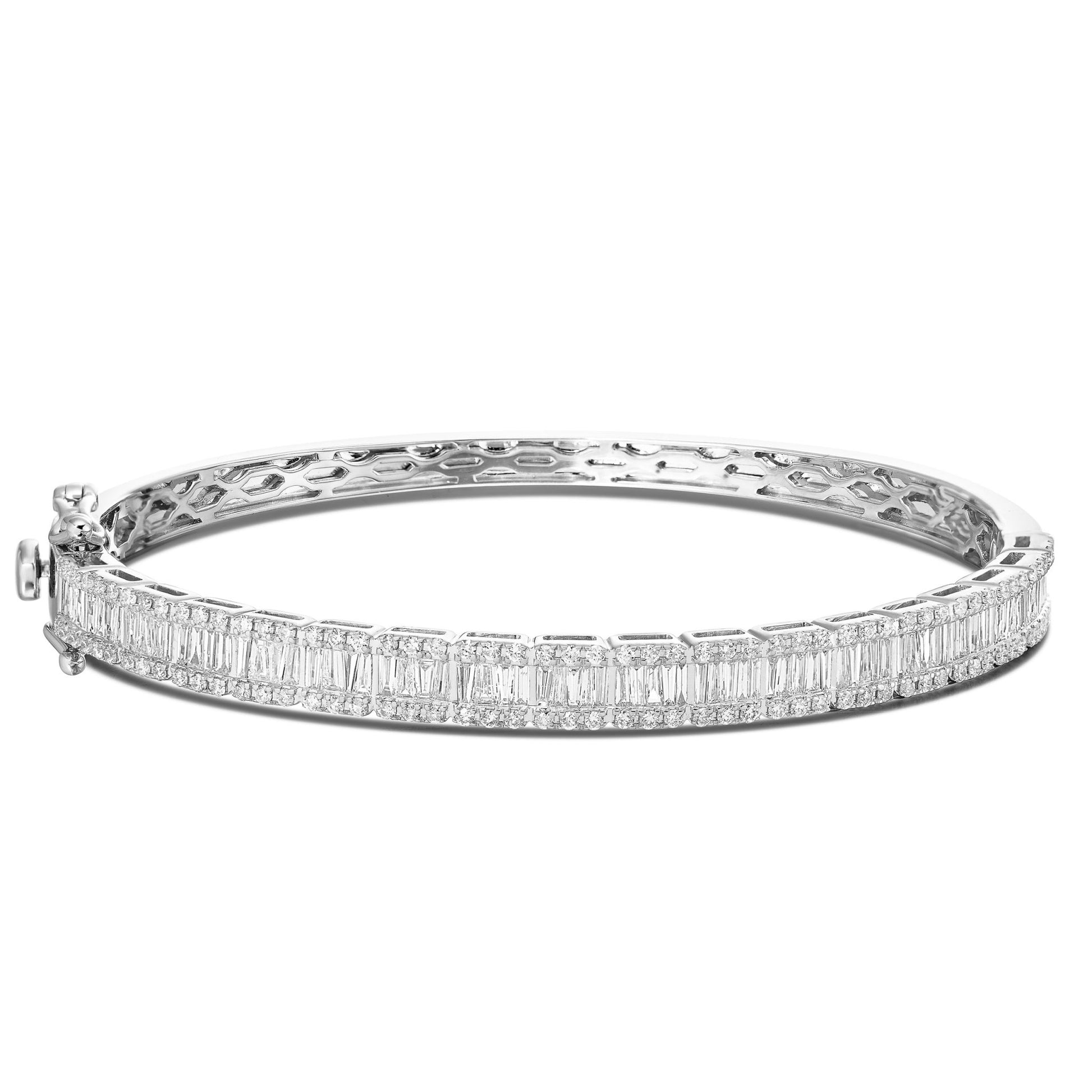 Baguette Diamond Bangle Bracelet - Shyne Jewelers BAGUETTEBANGLE_1 White Gold Shyne Jewelers