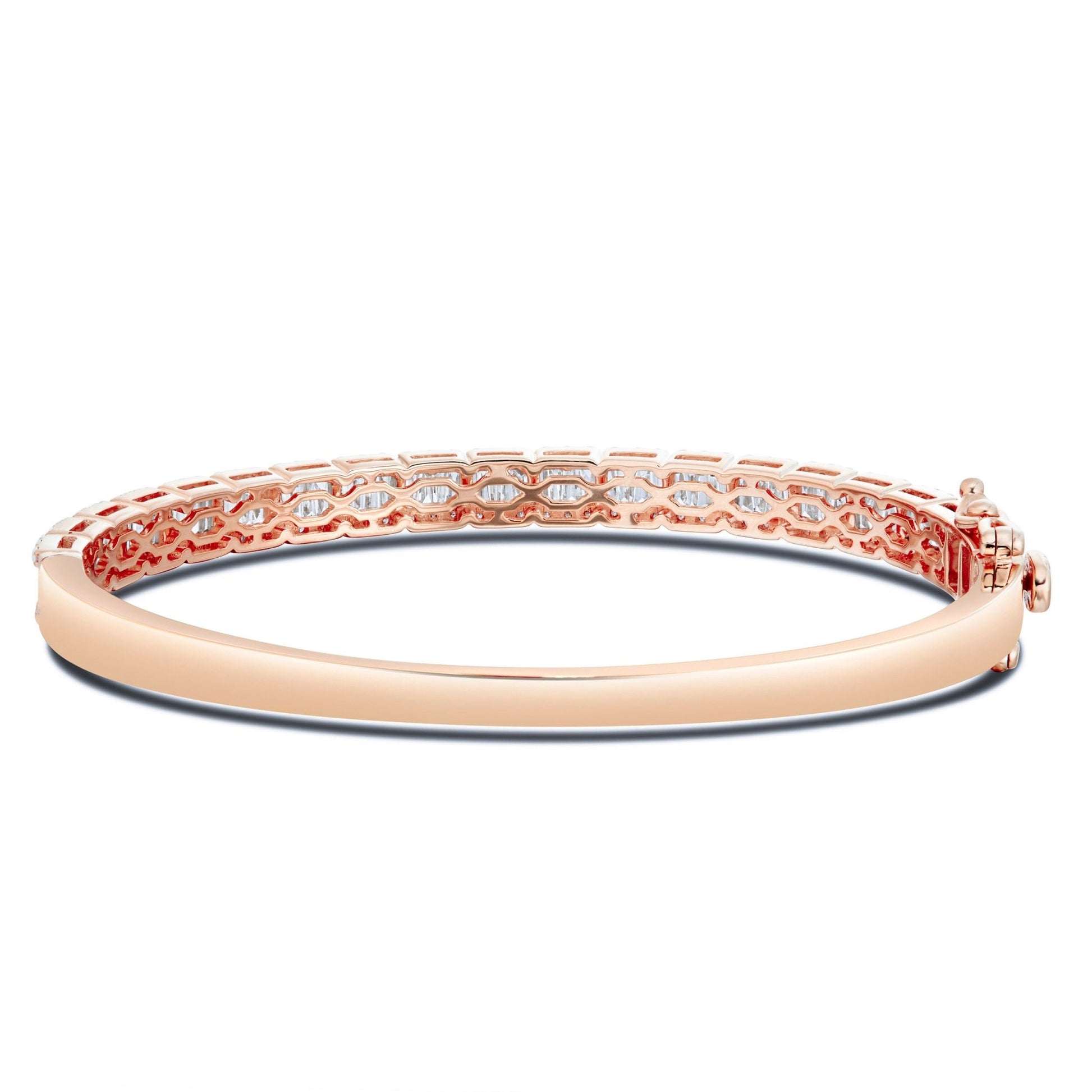 Baguette Diamond Bangle Bracelet - Shyne Jewelers BAGUETTEBANGLE_1 Rose Gold Shyne Jewelers