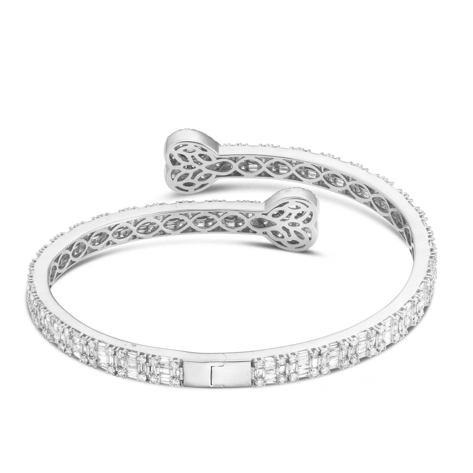 Baguette Diamond Heart Bangle - Shyne Jewelers Yellow Gold Shyne Jewelers