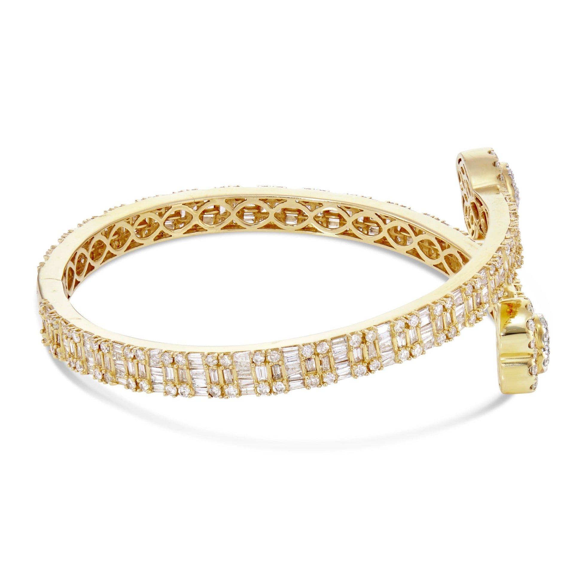 Baguette Diamond Heart Bangle - Shyne Jewelers Yellow Gold Shyne Jewelers