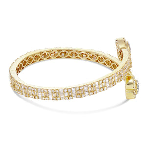 Baguette Diamond Heart Bangle - Shyne Jewelers Yellow Gold Shyne Jewelers
