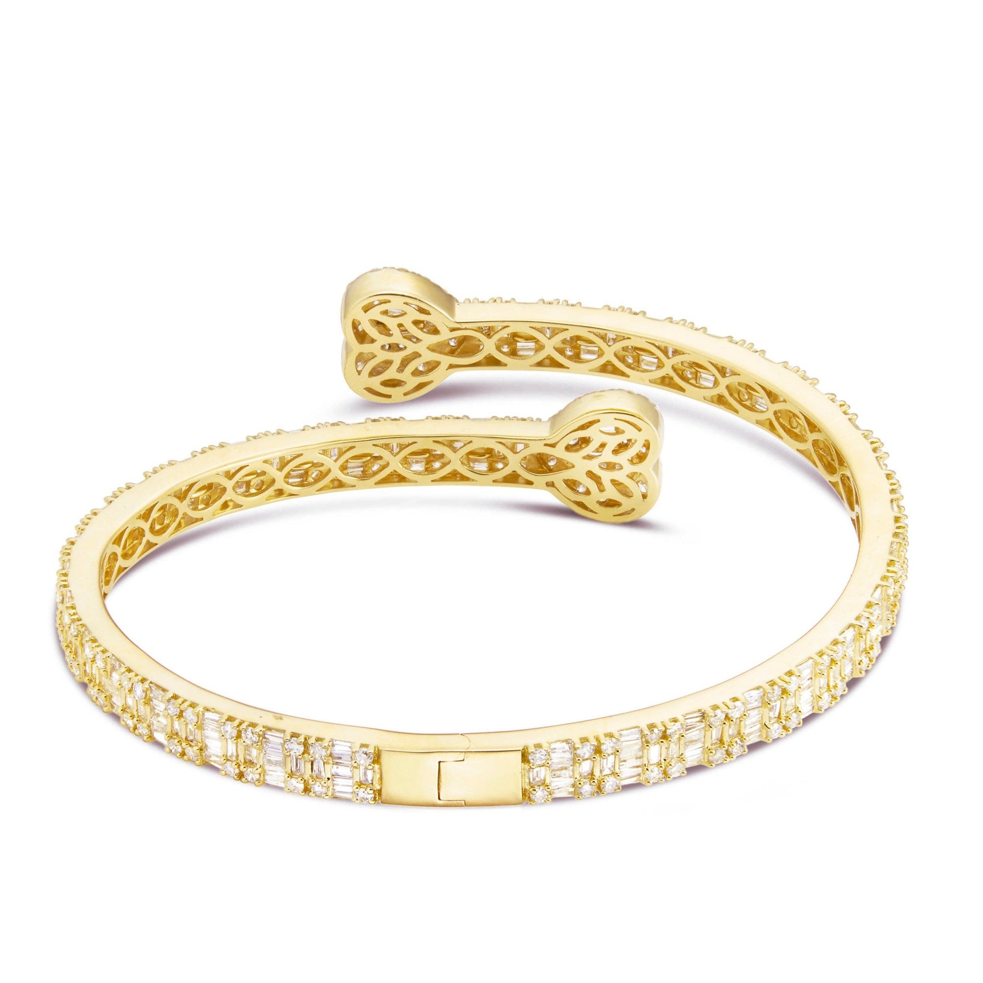 Baguette Diamond Heart Bangle - Shyne Jewelers Yellow Gold Shyne Jewelers