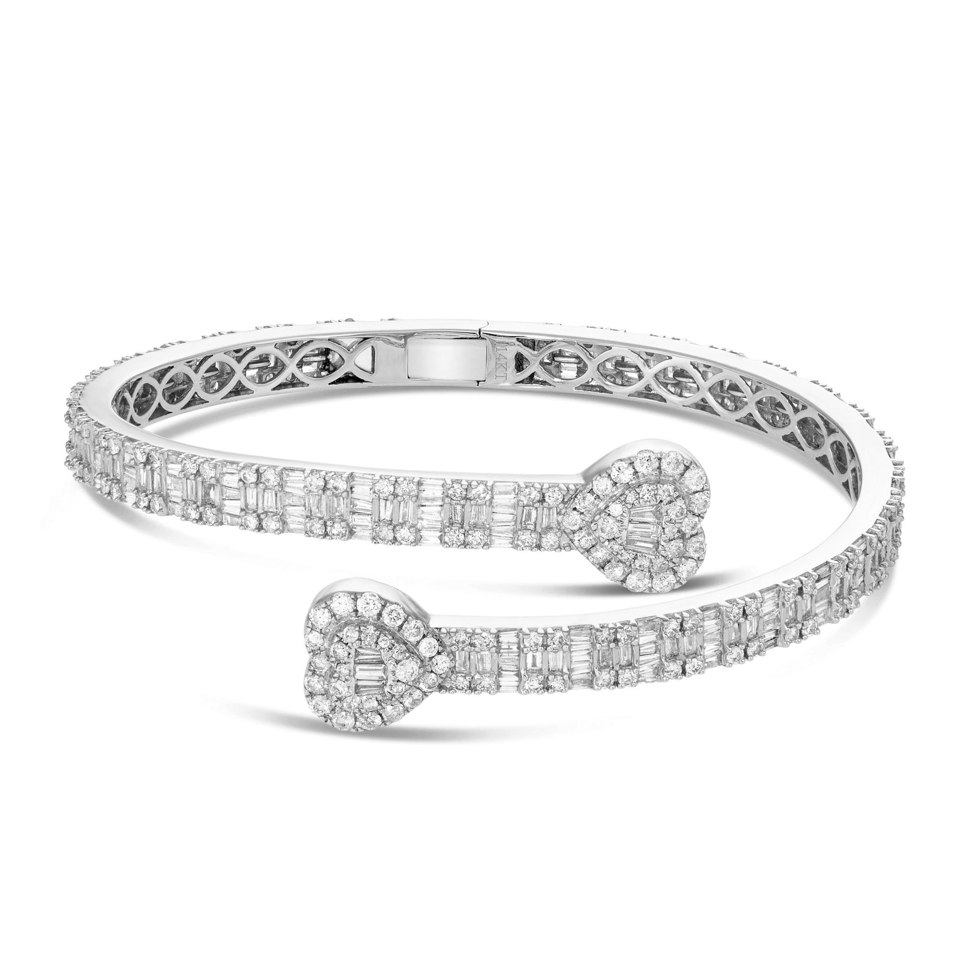 Baguette Diamond Heart Bangle - Shyne Jewelers Yellow Gold Shyne Jewelers