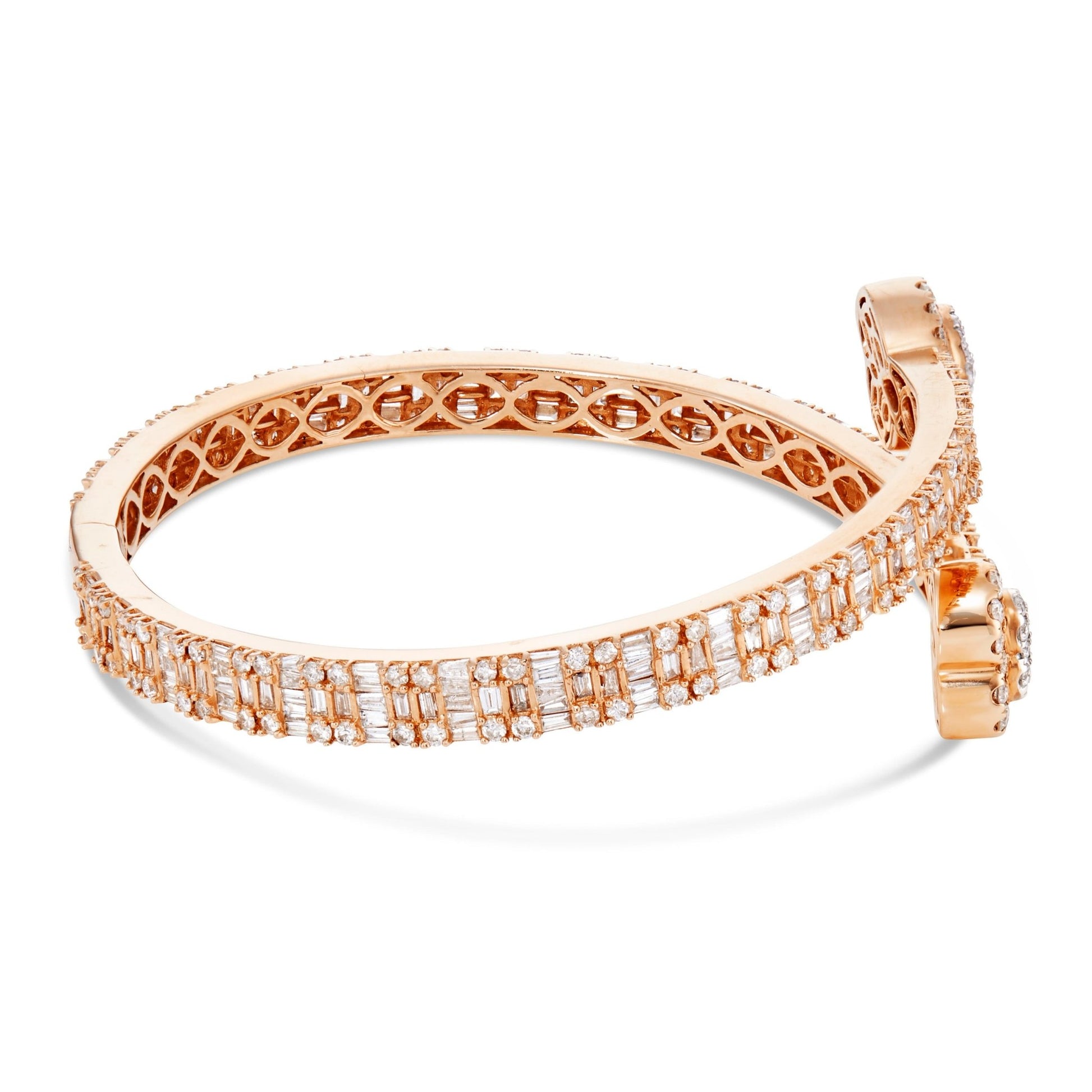 Baguette Diamond Heart Bangle - Shyne Jewelers Yellow Gold Shyne Jewelers