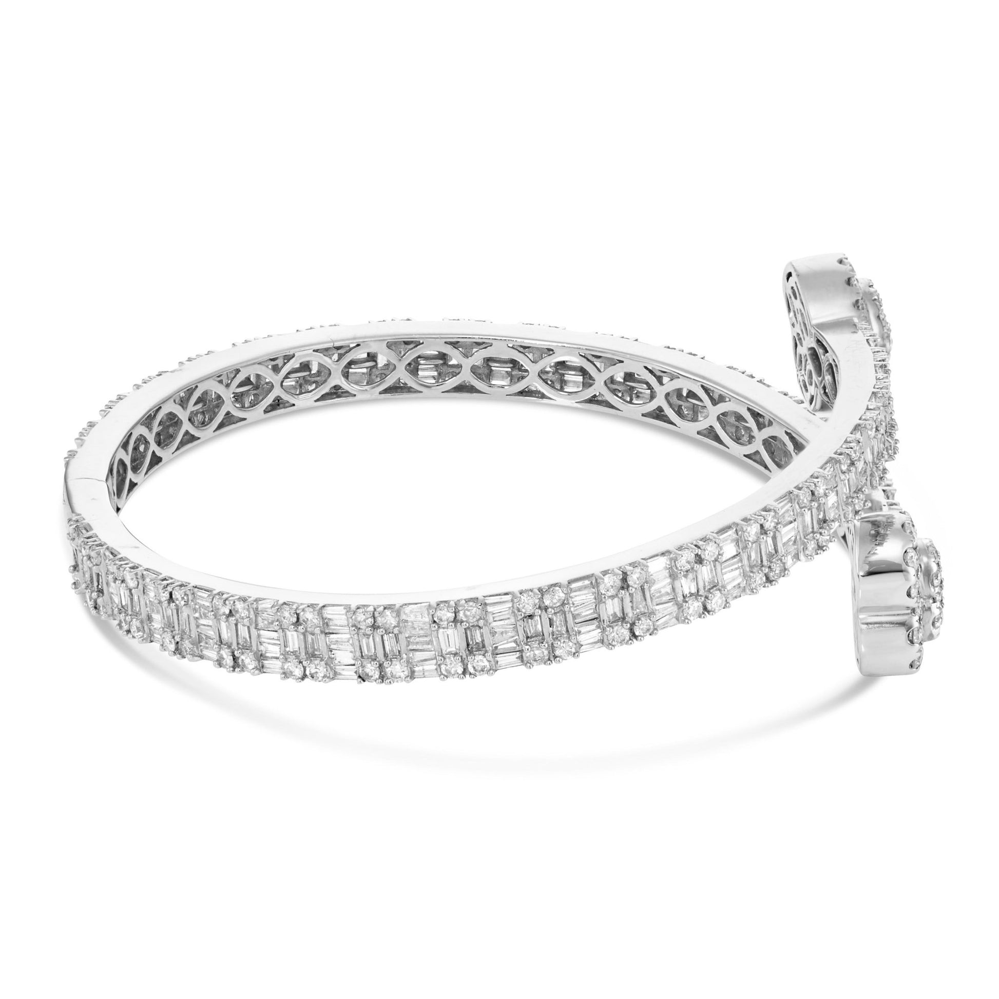 Baguette Diamond Heart Bangle - Shyne Jewelers Yellow Gold Shyne Jewelers