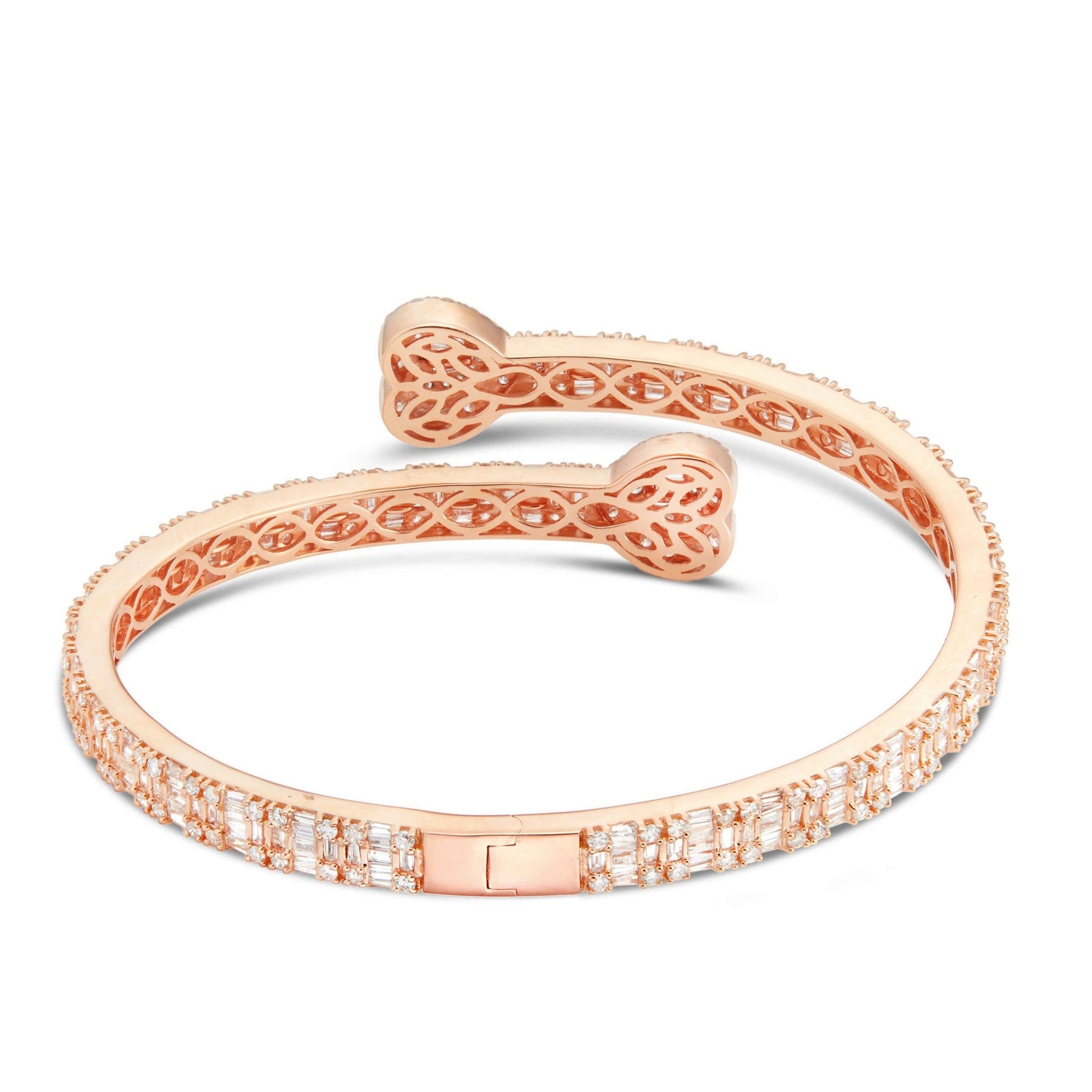 Baguette Diamond Heart Bangle - Shyne Jewelers Yellow Gold Shyne Jewelers