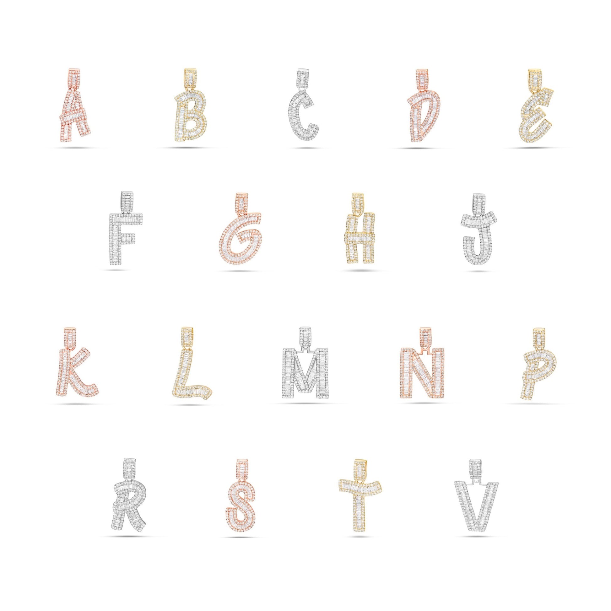 Baguette Diamond Initial Pendant, Large - Shyne Jewelers Shyne Jewelers