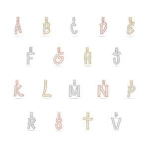 Baguette Diamond Initial Pendant, Large - Shyne Jewelers Shyne Jewelers
