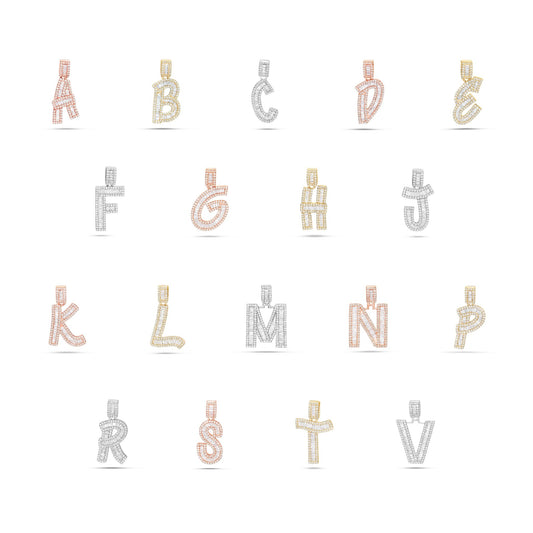 Baguette Diamond Initial Pendant, Large - Shyne Jewelers Shyne Jewelers