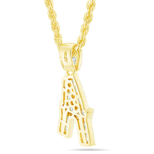 Baguette Diamond Initial Pendant, Small - Shyne Jewelers Yellow Gold A Shyne Jewelers