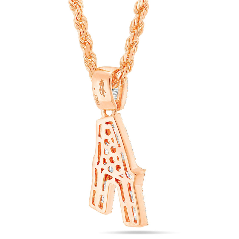 Baguette Diamond Initial Pendant, Small - Shyne Jewelers Yellow Gold A Shyne Jewelers