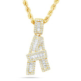 Baguette Diamond Initial Pendant, Small - Shyne Jewelers Yellow Gold A Shyne Jewelers