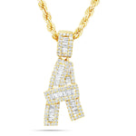 Baguette Diamond Initial Pendant, Small - Shyne Jewelers Yellow Gold A Shyne Jewelers