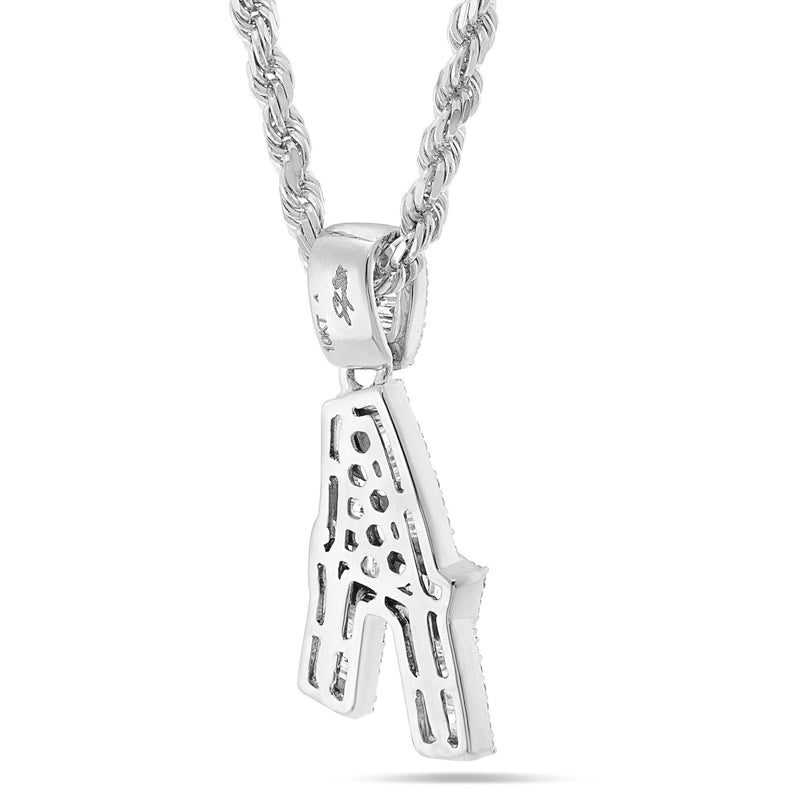 Baguette Diamond Initial Pendant, Small - Shyne Jewelers Yellow Gold A Shyne Jewelers