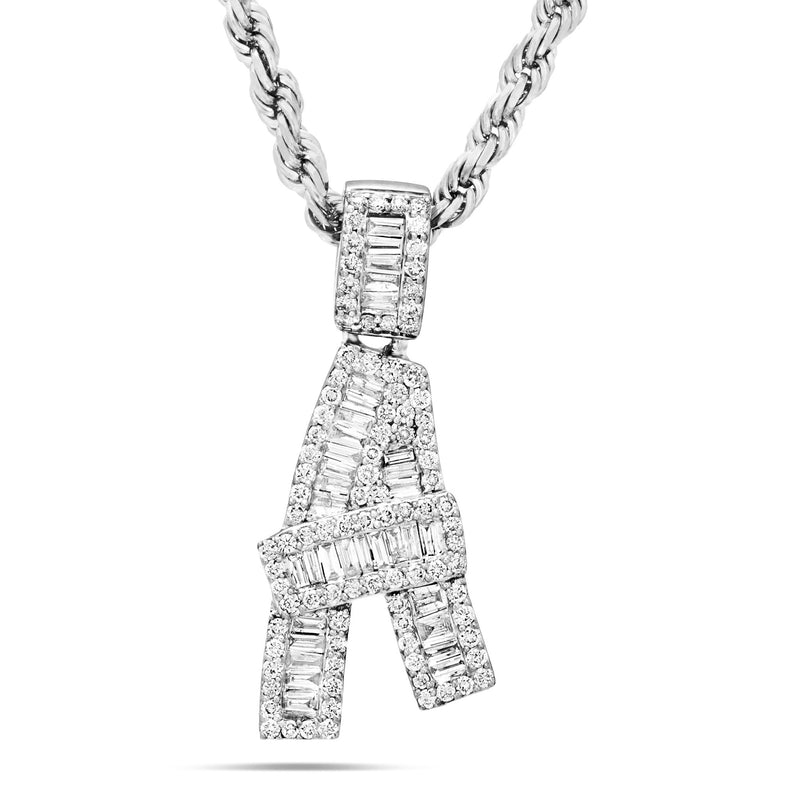 Baguette Diamond Initial Pendant, Small - Shyne Jewelers Yellow Gold A Shyne Jewelers