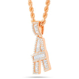 Baguette Diamond Initial Pendant, Small - Shyne Jewelers Yellow Gold A Shyne Jewelers