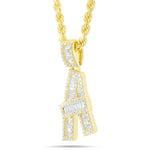 Baguette Diamond Initial Pendant, Small - Shyne Jewelers Yellow Gold A Shyne Jewelers