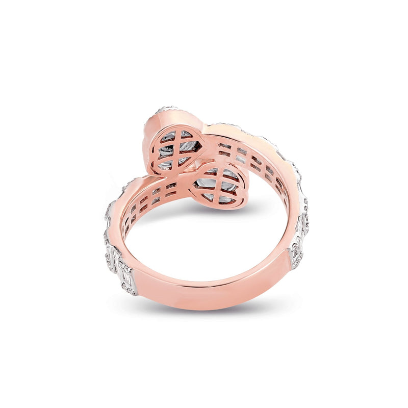 Baguette Double Heart Diamond Wrap Ring - Shyne Jewelers BAGHEARTRING_1 Rose Gold Shyne Jewelers
