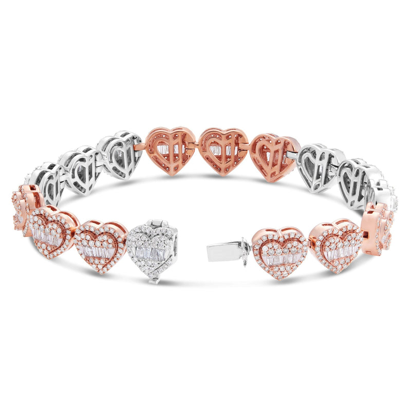 Baguette Heart Link Diamond Bracelet - Shyne Jewelers Rose & White Gold Shyne Jewelers