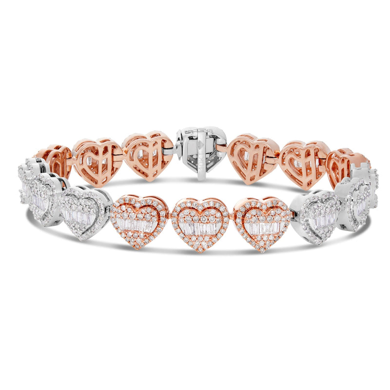 Baguette Heart Link Diamond Bracelet - Shyne Jewelers Rose & White Gold Shyne Jewelers