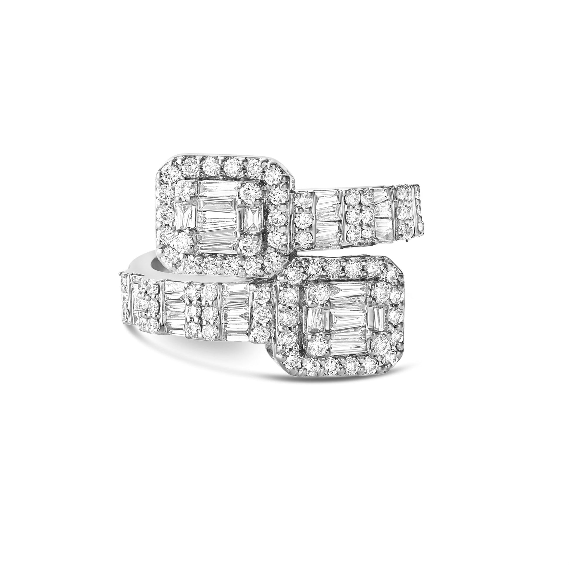 Baguette Square Diamond Wrap Ring - Shyne Jewelers SJ11315WG2 White Gold Shyne Jewelers