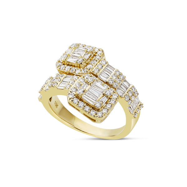 Baguette Square Diamond Wrap Ring - Shyne Jewelers SJ11315YG2 Yellow Gold Shyne Jewelers