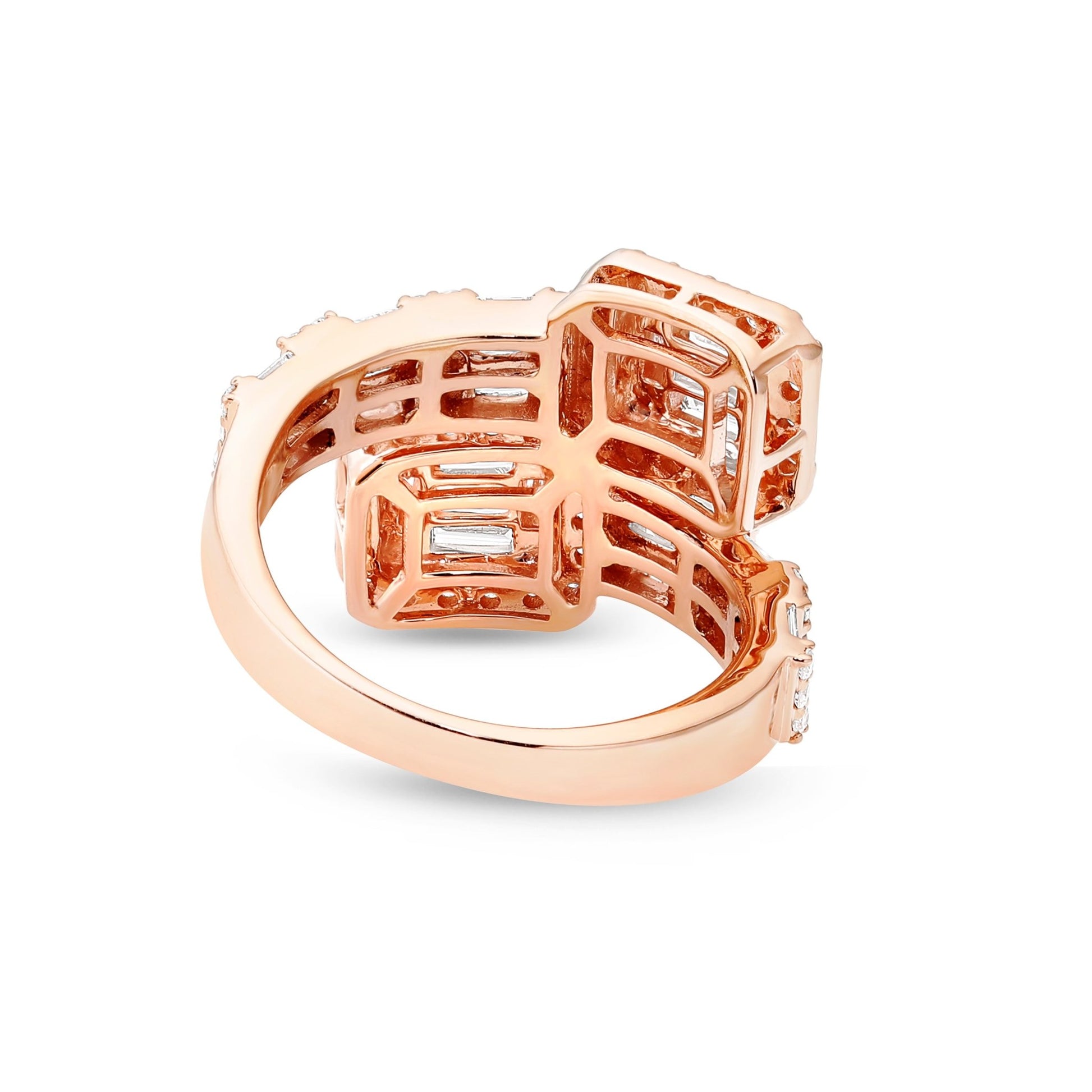 Baguette Square Diamond Wrap Ring - Shyne Jewelers SJ11315RG2 Rose Gold Shyne Jewelers