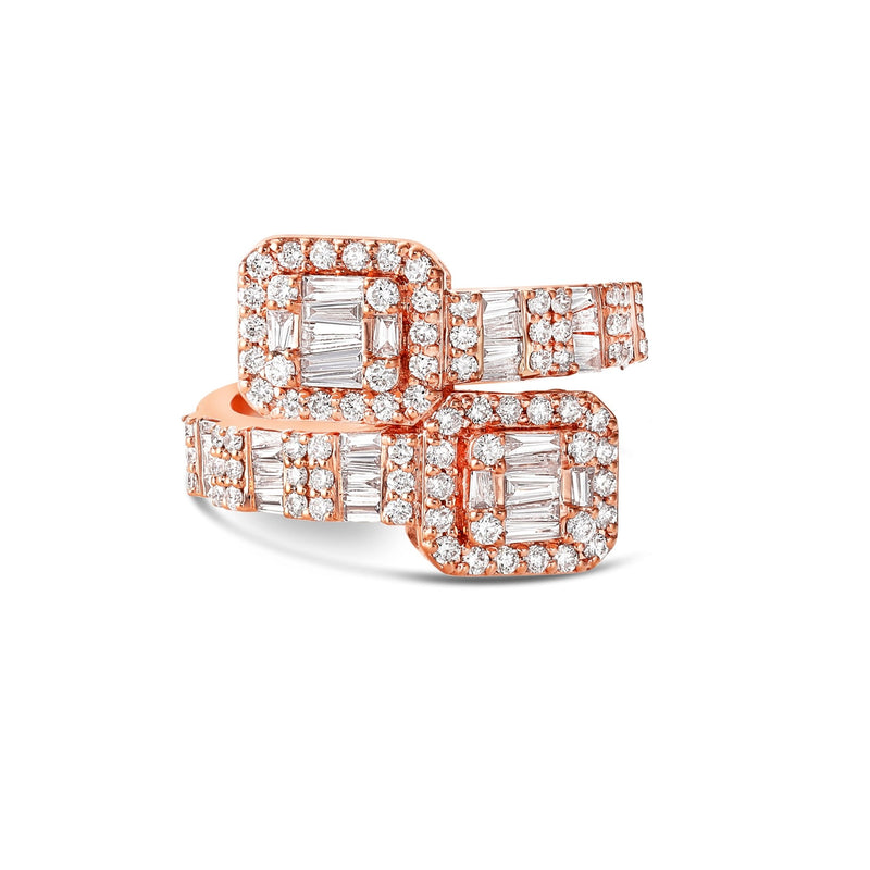 Baguette Square Diamond Wrap Ring - Shyne Jewelers SJ11315RG2 Rose Gold Shyne Jewelers