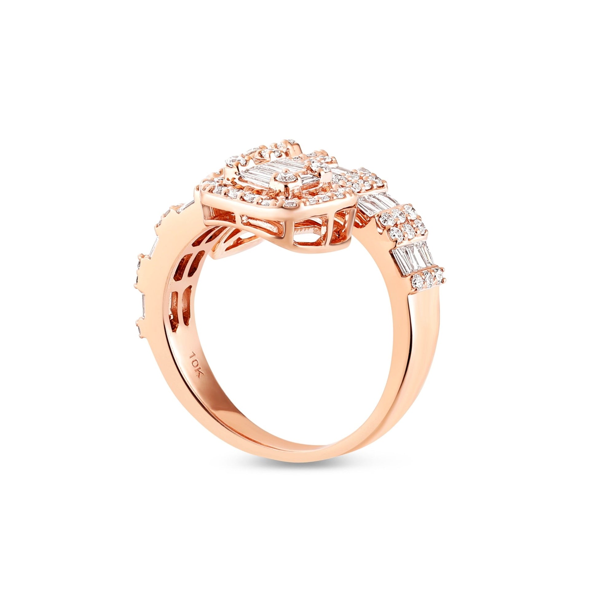 Baguette Square Diamond Wrap Ring - Shyne Jewelers SJ11315RG2 Rose Gold Shyne Jewelers