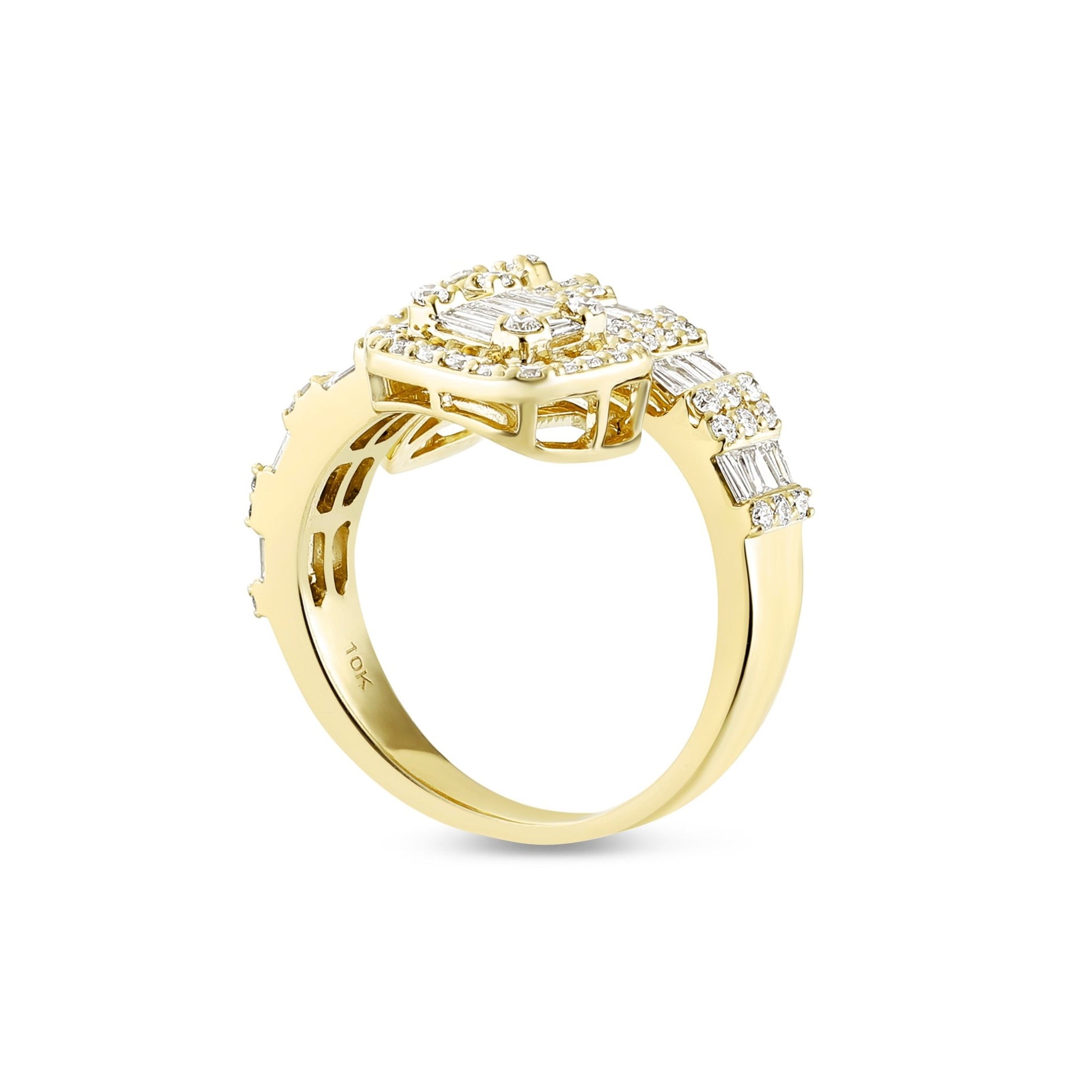 Baguette Square Diamond Wrap Ring - Shyne Jewelers SJ11315YG2 Yellow Gold Shyne Jewelers