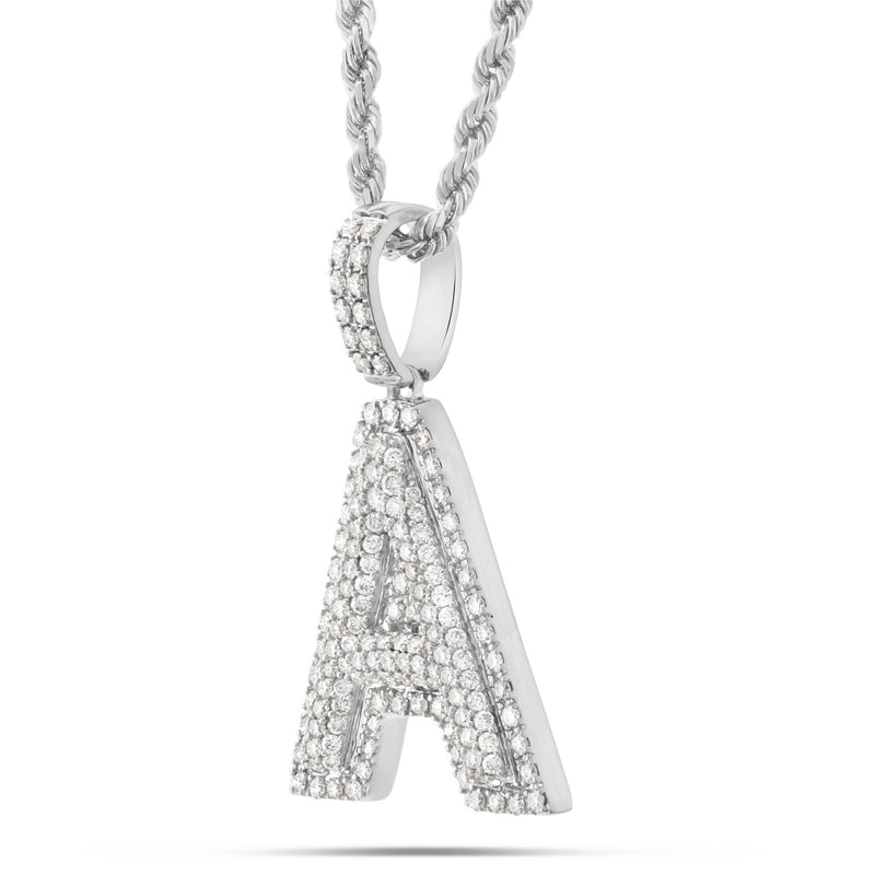 Bi-level Diamond Initial Pendant - Shyne Jewelers White Gold A Shyne Jewelers