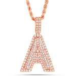 Bi-level Diamond Initial Pendant - Shyne Jewelers Rose Gold A Shyne Jewelers