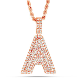 Bi-level Diamond Initial Pendant - Shyne Jewelers Rose Gold A Shyne Jewelers
