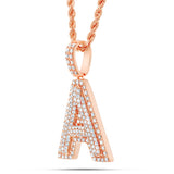 Bi-level Diamond Initial Pendant - Shyne Jewelers Rose Gold A Shyne Jewelers