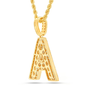 Bi-level Diamond Initial Pendant - Shyne Jewelers Yellow Gold A Shyne Jewelers