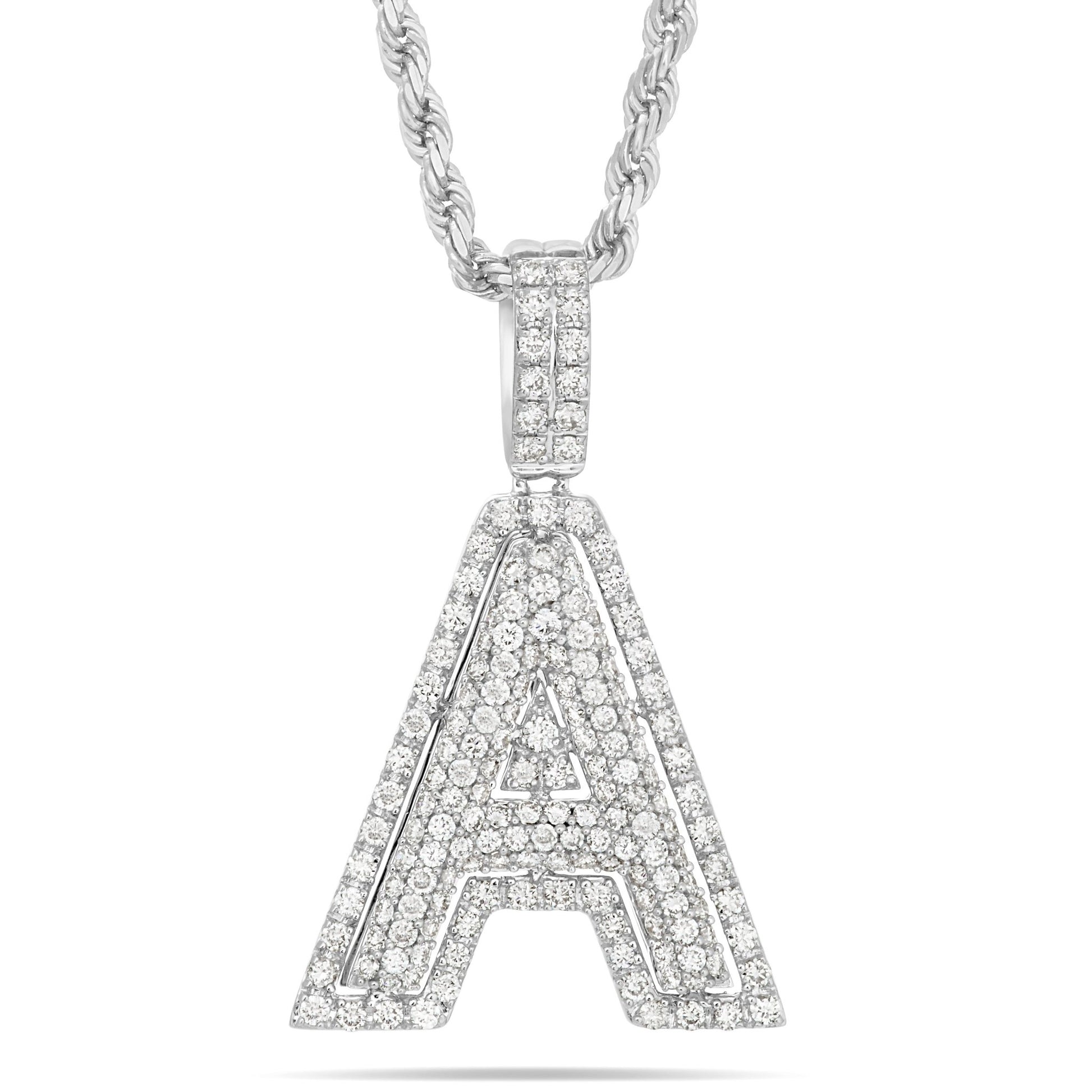 Bi-level Diamond Initial Pendant - Shyne Jewelers White Gold A Shyne Jewelers