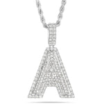 Bi-level Diamond Initial Pendant - Shyne Jewelers White Gold A Shyne Jewelers