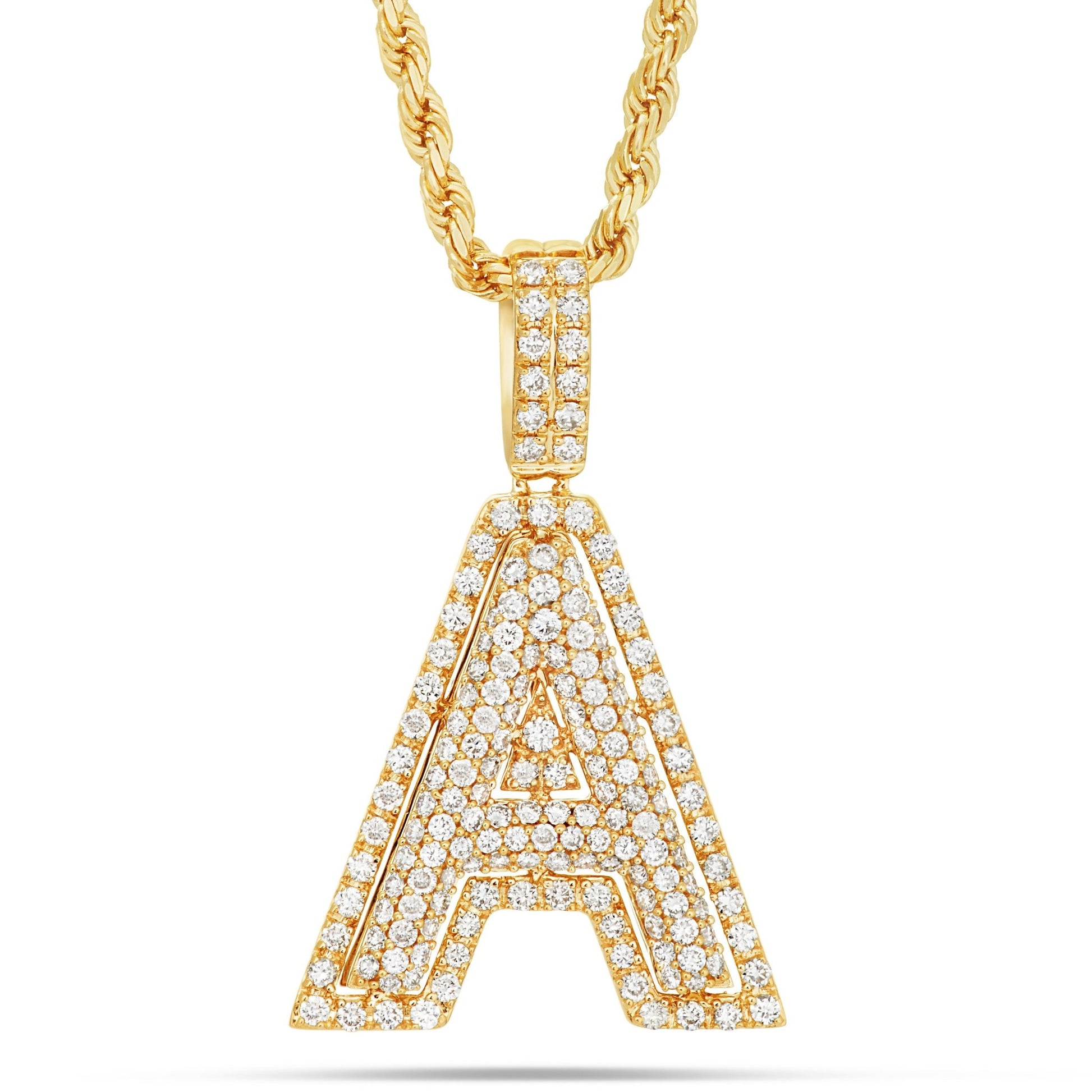 Bi-level Diamond Initial Pendant - Shyne Jewelers Yellow Gold A Shyne Jewelers