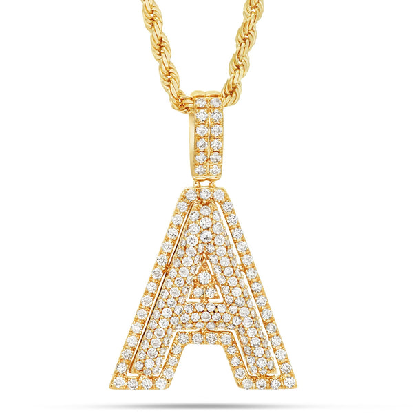 Bi-level Diamond Initial Pendant - Shyne Jewelers Yellow Gold A Shyne Jewelers