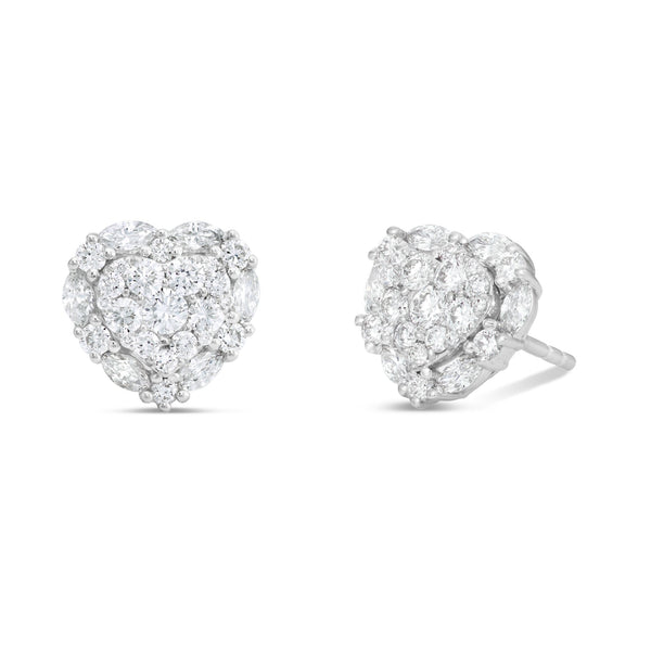 Bi-level Heart Diamond Studs - Shyne Jewelers Shyne Jewelers