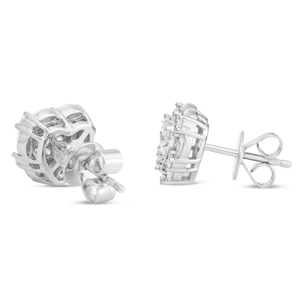 Bi-level Heart Diamond Studs - Shyne Jewelers Shyne Jewelers