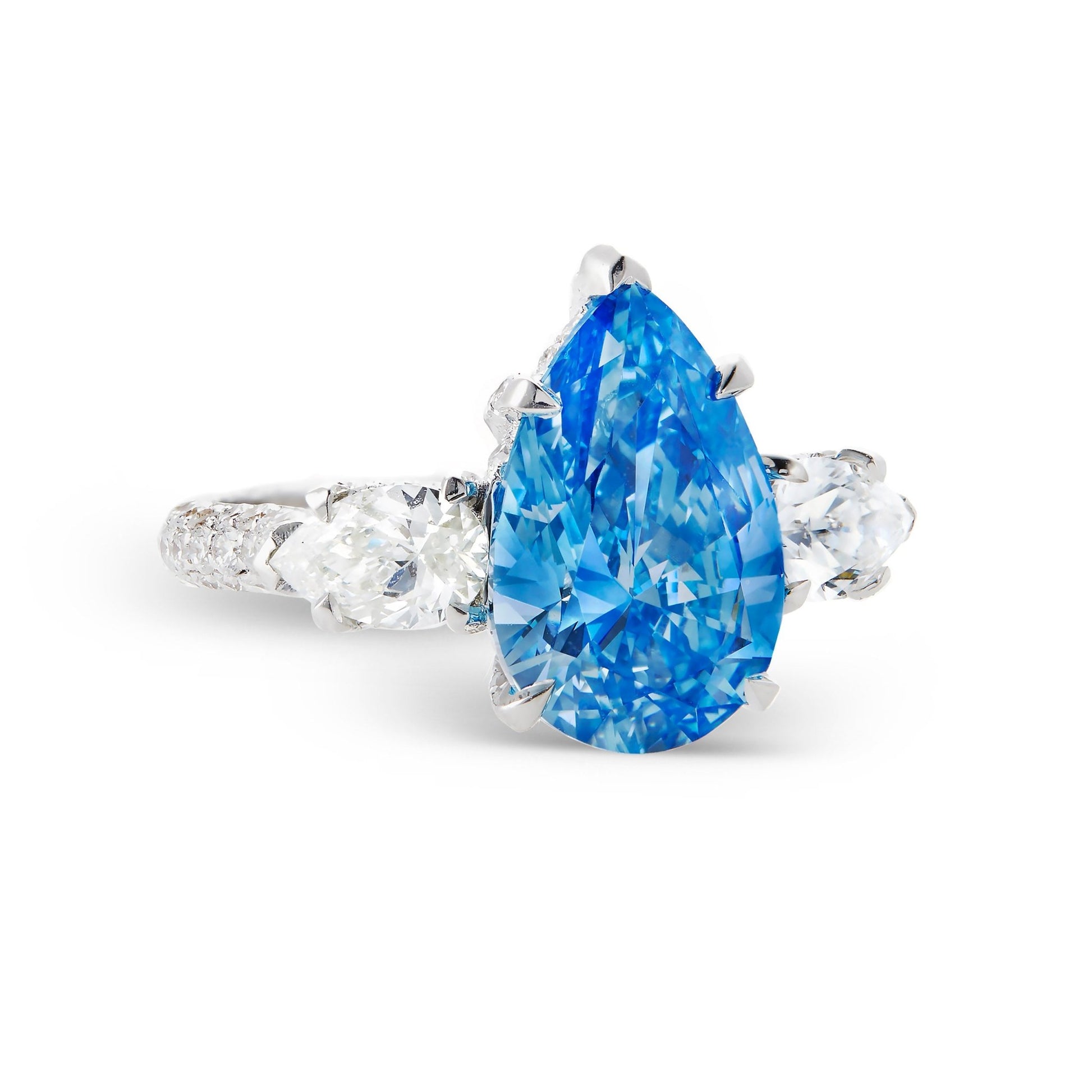 Blue Pear Diamond Engagement Ring - Shyne Jewelers BLUEPEARRING_1 Shyne Jewelers