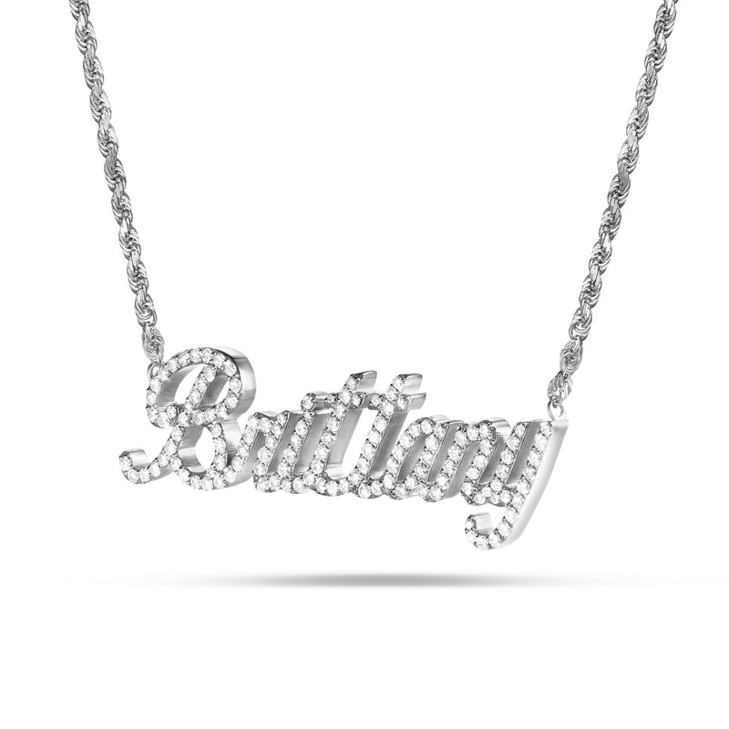 "Brittany" custom name necklace - Shyne Jewelers White Gold Shyne Jewelers