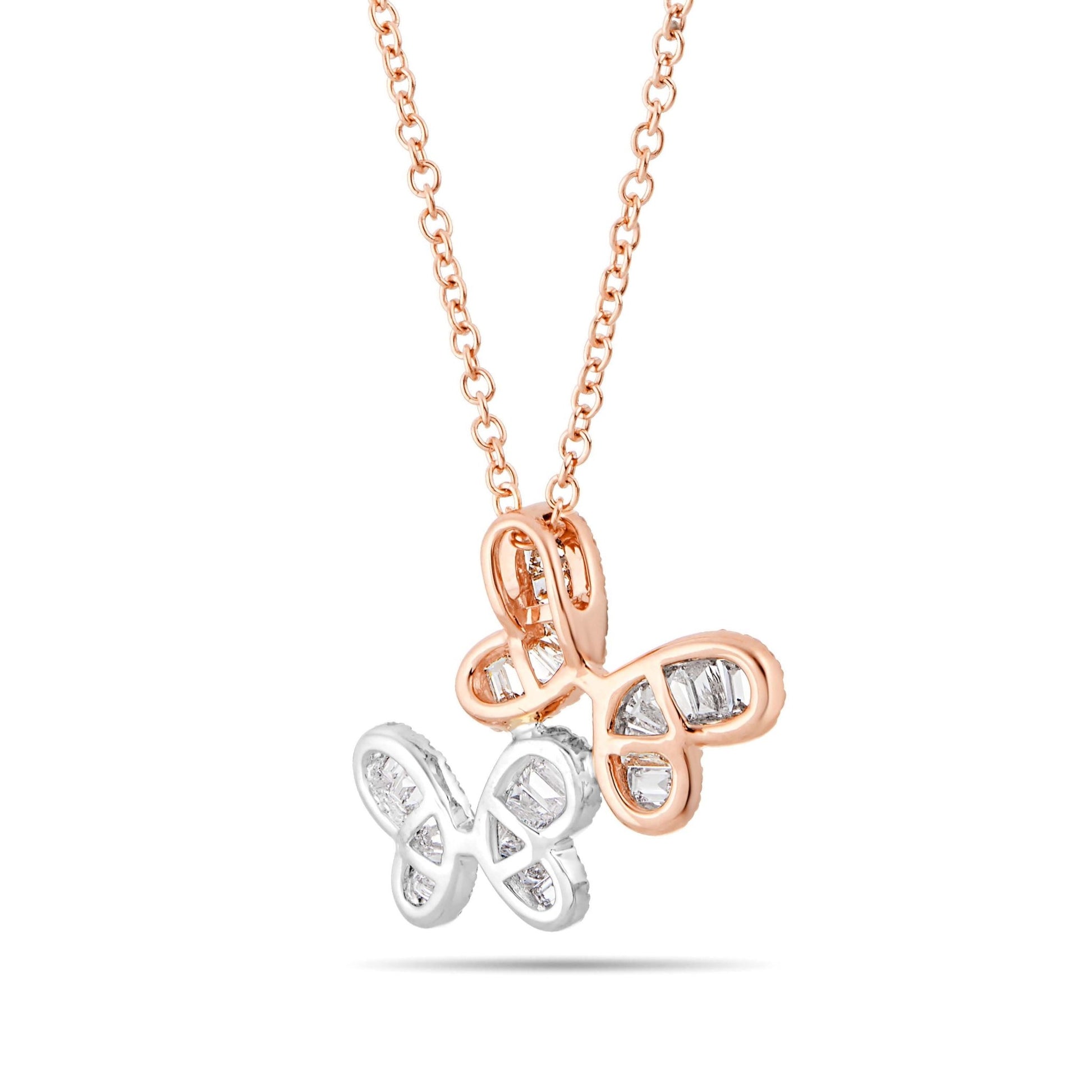 Butterfly Duo Diamond Necklace - Shyne Jewelers 165-00224 Rose & White Gold Shyne Jewelers